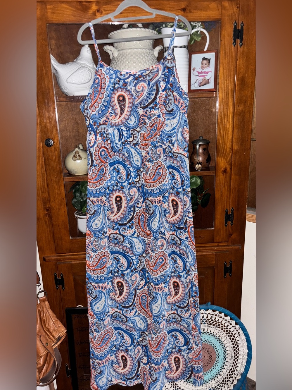 Xhilaration Blue and Coral Paisley Maxi Dress - Picture 7 of 9